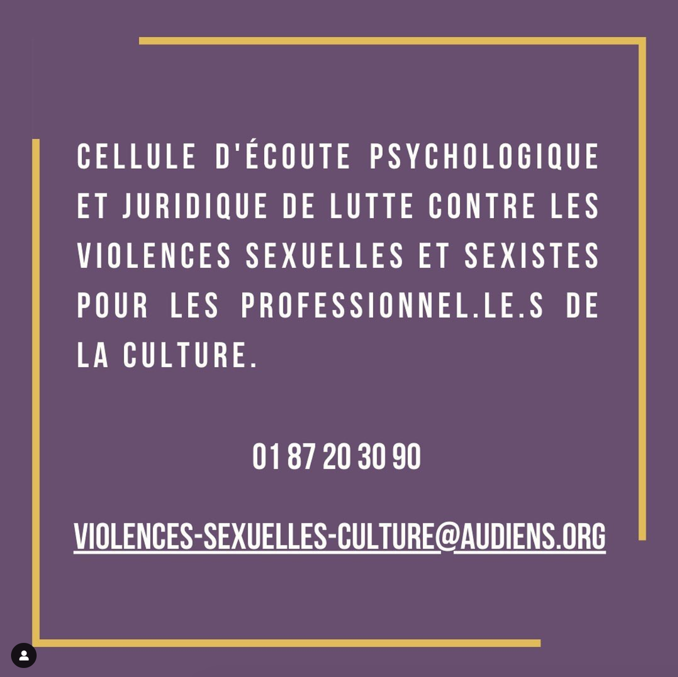 Cellule d'écoute Audiens: 01 87 20 30 90