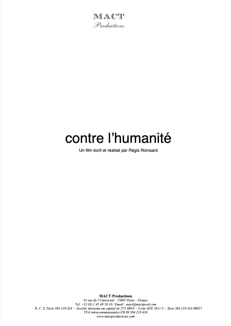 CONTRE L"HUMANITÉ